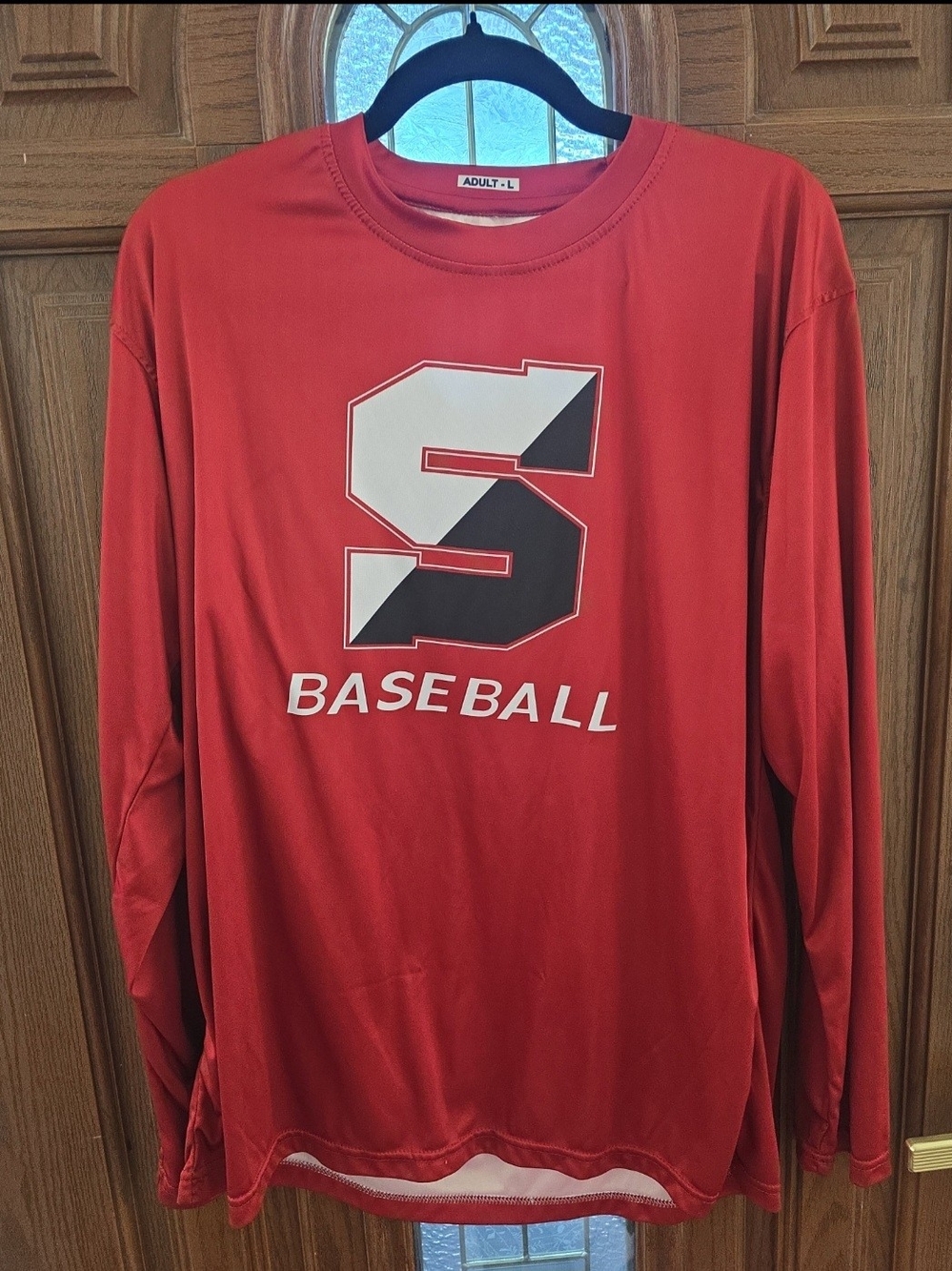 Red 'S Baseball' Long-Sleeve Performance Shirt